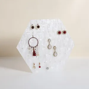 GemeShou Retail Earring Display Acrylic Board, Clear Earring Organizer Stands for Girls, White Studs Earring pegboard HoldersAcrylic Stud Board-Hexagon-Big