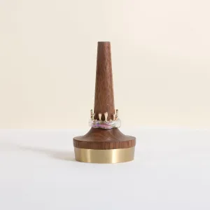 GemeShou walnut ring organizer for jewelry, stable ring holder for men, wooden ring displays for selling, small jewelry ring holder for nightstandRing Holder