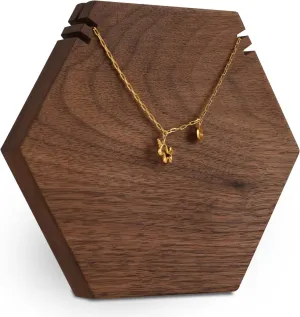 GemeShou Wood Necklace Display Stand, Walnut Hexagon Board Jewelry Holder for Show, Hanging Long Necklace Retail Jewelry organizerHexagon Necklace holder-Large