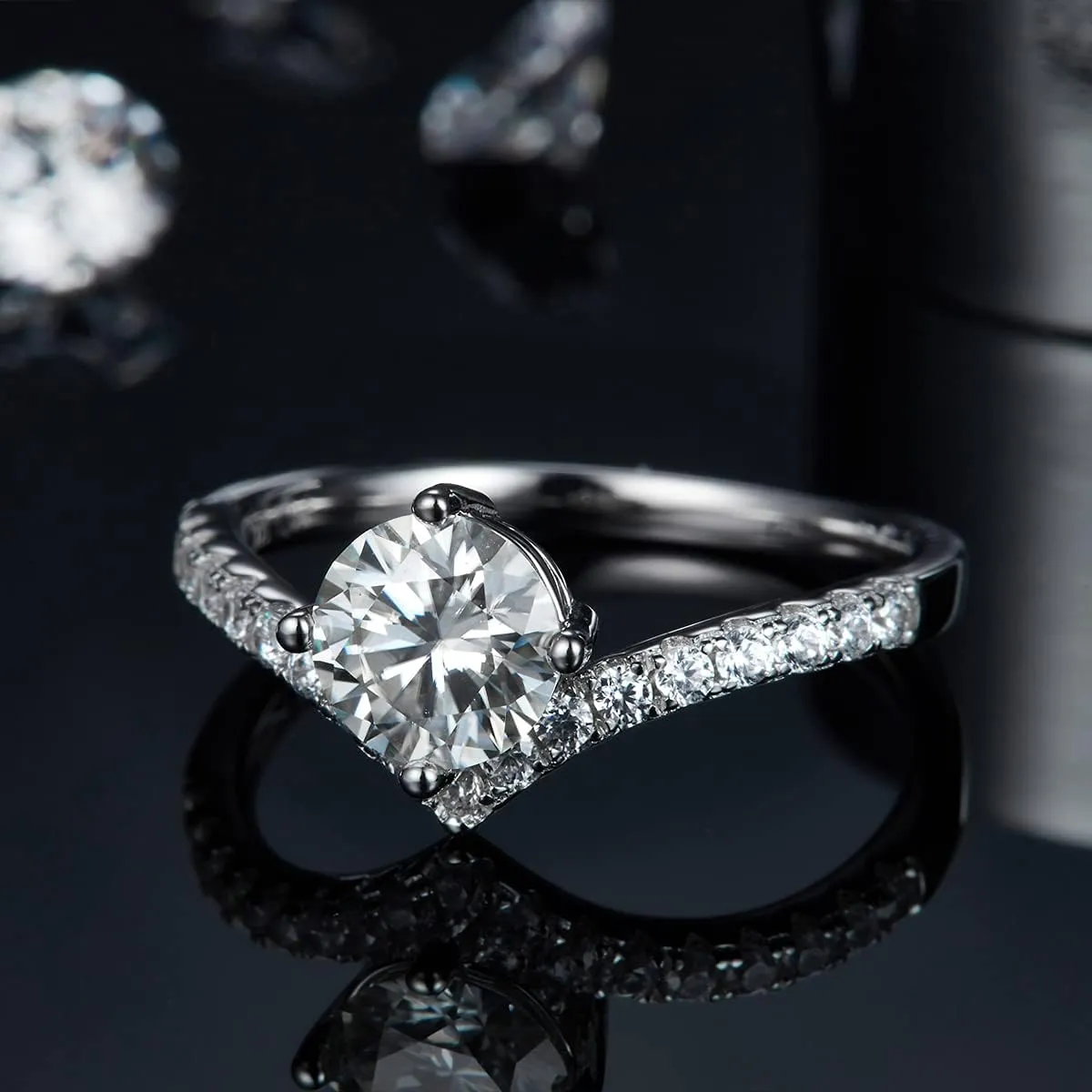 Gem's Beauty Moissanite Rings 925 Sterling Silver 1.0Ct VVS1 Moissanite Wedding Rings imitation Diamond Band Ring For Women Engagement Jewelry (Size 5-10)
