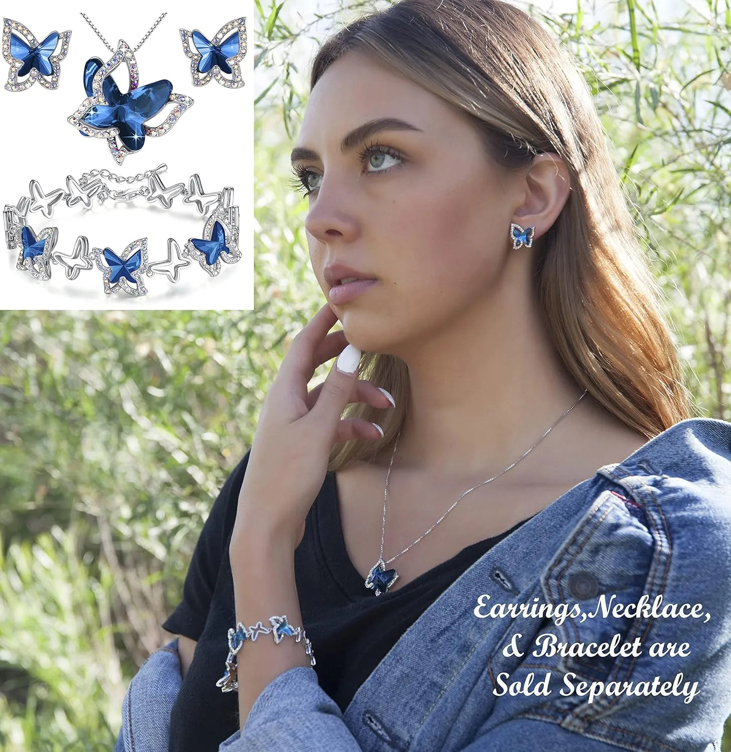 Gift Butterfly Birthstone Crystal Necklace, Silver Tone with 18 2 Chain, Necklace for Mothers Day Anniversary Birthday Gifts for Women and Daughter