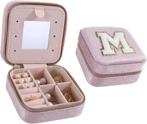 Gifts for Women Teen Girls - Small Travel Jewelry Box Jewelry Case Personalized Birthday Gifts for Women Teenage Teen Girls Her Mom Friend Female Friends Sister Teacher Initial M