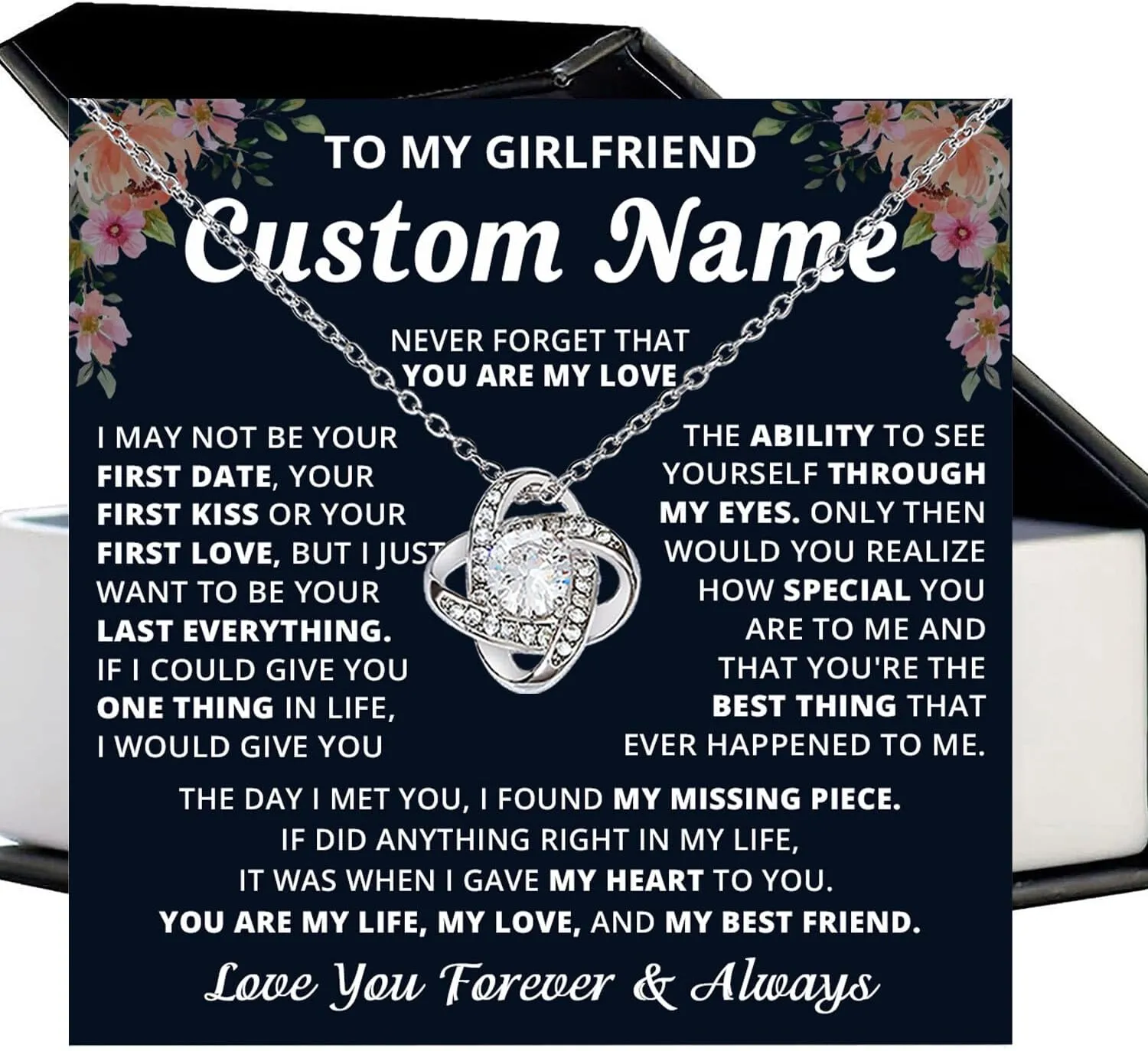 Girlfriend Necklace Custom Name, Girlfriends Necklace From Boyfriends, Girlfriend Birthday Gift, Valentine Christmas Gifts For Girlfriends, Meaningful Present For Her