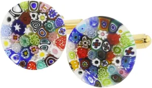 Glass Of Venice Murano Glass Color Splash Millefiori Cufflinks - 3/4 Inch