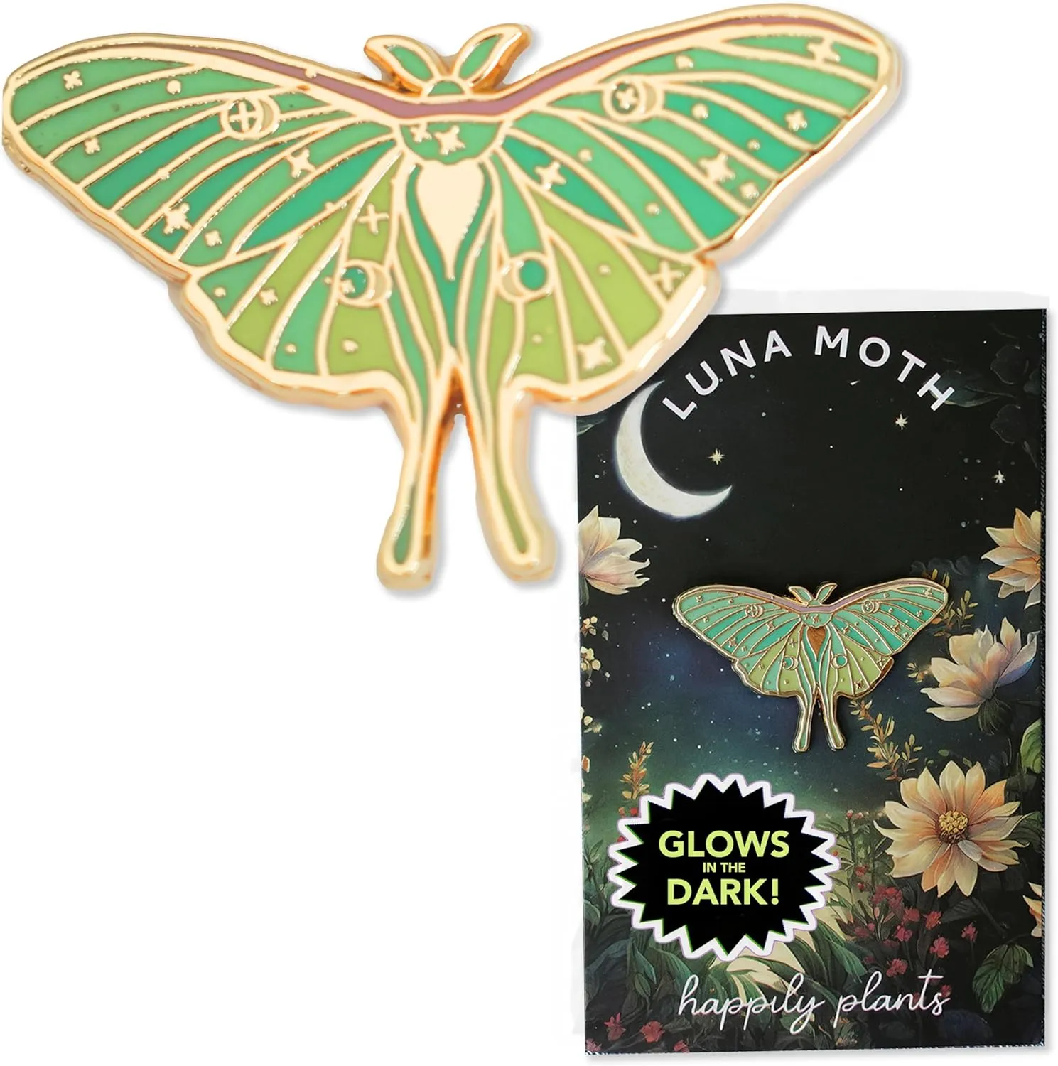 Glow-in-the-Dark Luna Moth Enamel Pin  Unique Gothic Accessory for Goth Aesthetic Jewelry Lovers, Luna Moth Gift