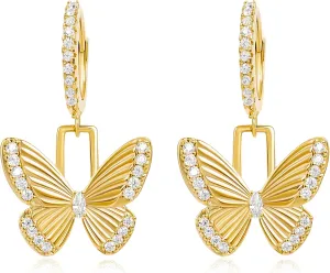 Gold Animal Fruit Huggie Hoop Earrings for Women, 14k Gold Plated Dangle Cute Small Scorpion Cross Bow Butterfly Cherry Rocket Leopard Charm Hoop Earrings Fashion Drop Earrings Jewelry Gifts
