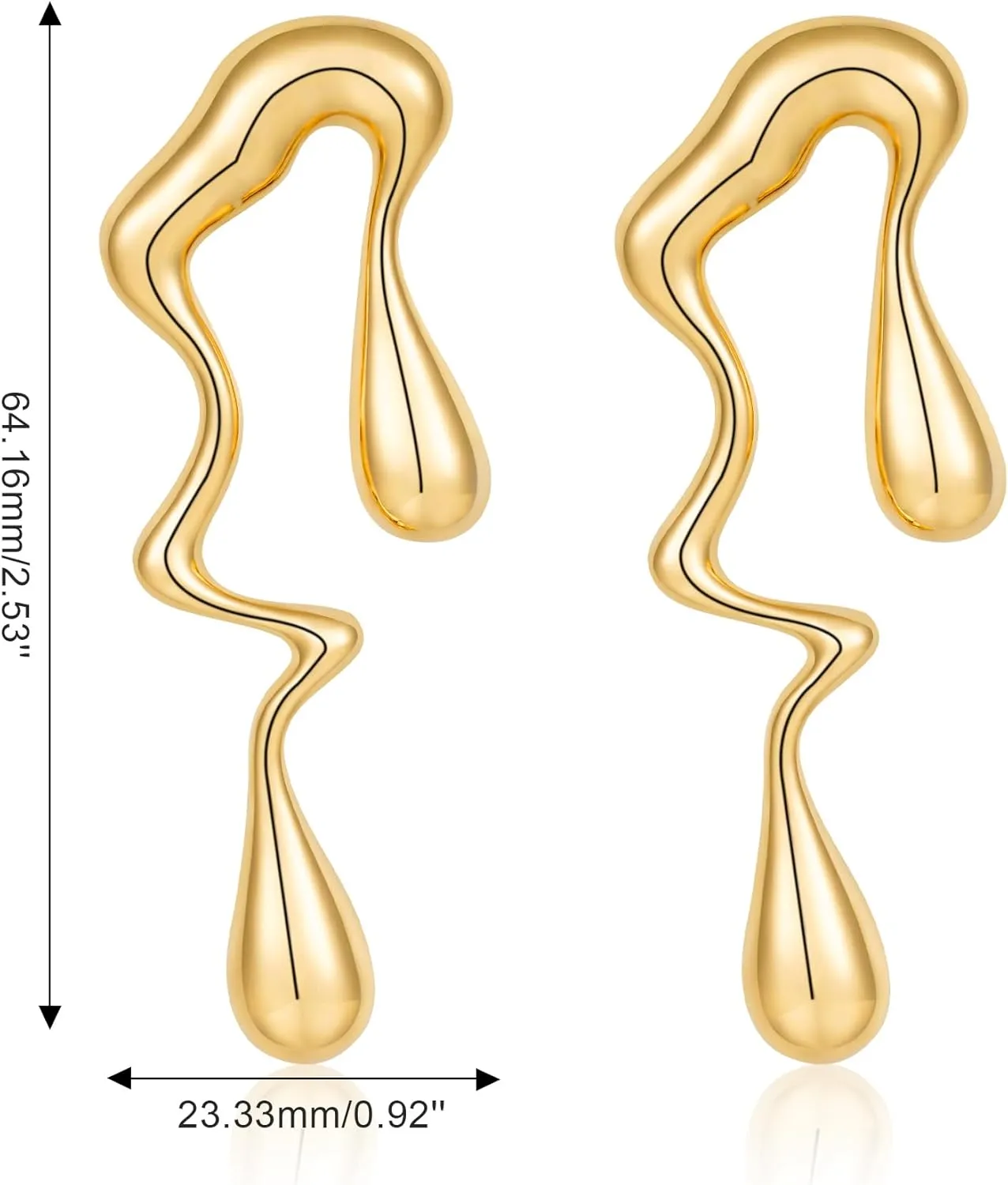 Gold Earrings for Women 14K Gold Plated Chunky Gold Earrings Earrings Dupes Irregular Waterdrop Hoop Earrings for Women Trendy Jewelry Gifts