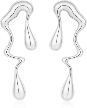 Gold Earrings for Women 14K Gold Plated Chunky Gold Earrings Earrings Dupes Irregular Waterdrop Hoop Earrings for Women Trendy Jewelry Gifts
