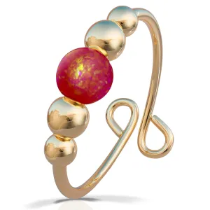 Gold Fidget Ring For Anxiety - 14k Gold Cherry Red Opal Fidget Ring With Beads - Women Spinny Fidget Rings Stress Relief Fidget Ring