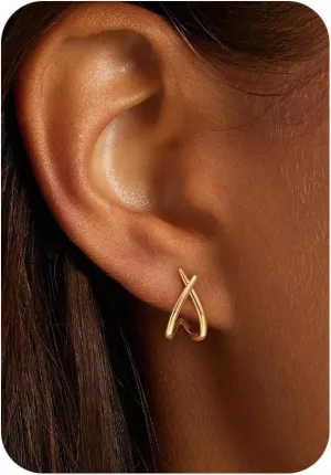 Gold Huggie Earrings for Women, 14k Real Gold Plated Hoop Earrings Hypoallergenic Lightweight Hoops Gifts