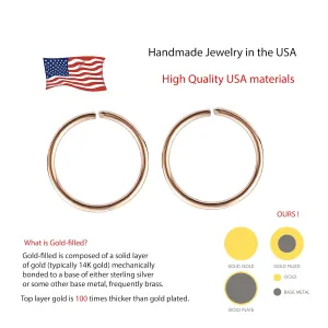 Gold, Sterling Silver Tiny Thin Hoop Earrings for Women Cartilage Nose Septum Helix Tragus Rings Multiple Piercing Jewelry, Hypoallergenic (4mm | 24 GA, 14K Rose Gold Filled)