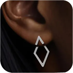 Gold Stud Earrings for Women Dainty Unique Small Simple Circle Triangle Earring Geometric Ear Jacket Earrings Stainless Steel Hypoallergenic Jewelry