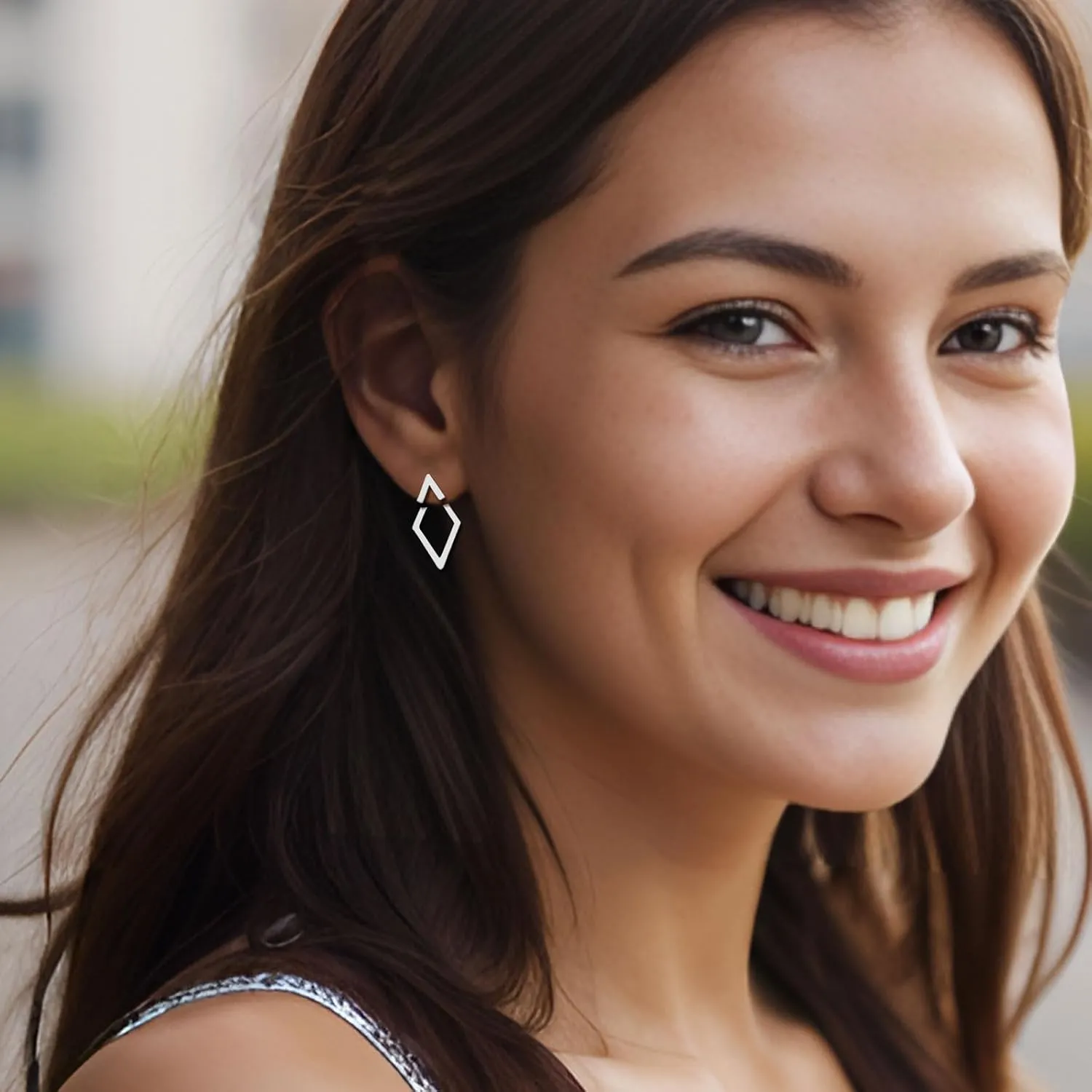 Gold Stud Earrings for Women Dainty Unique Small Simple Circle Triangle Earring Geometric Ear Jacket Earrings Stainless Steel Hypoallergenic Jewelry