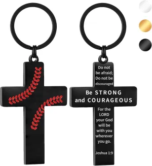 Graduation Gifts-Football/Baseball/Soccer/Basketball Cross Keychains for Men First Communion Baptism Confirmation