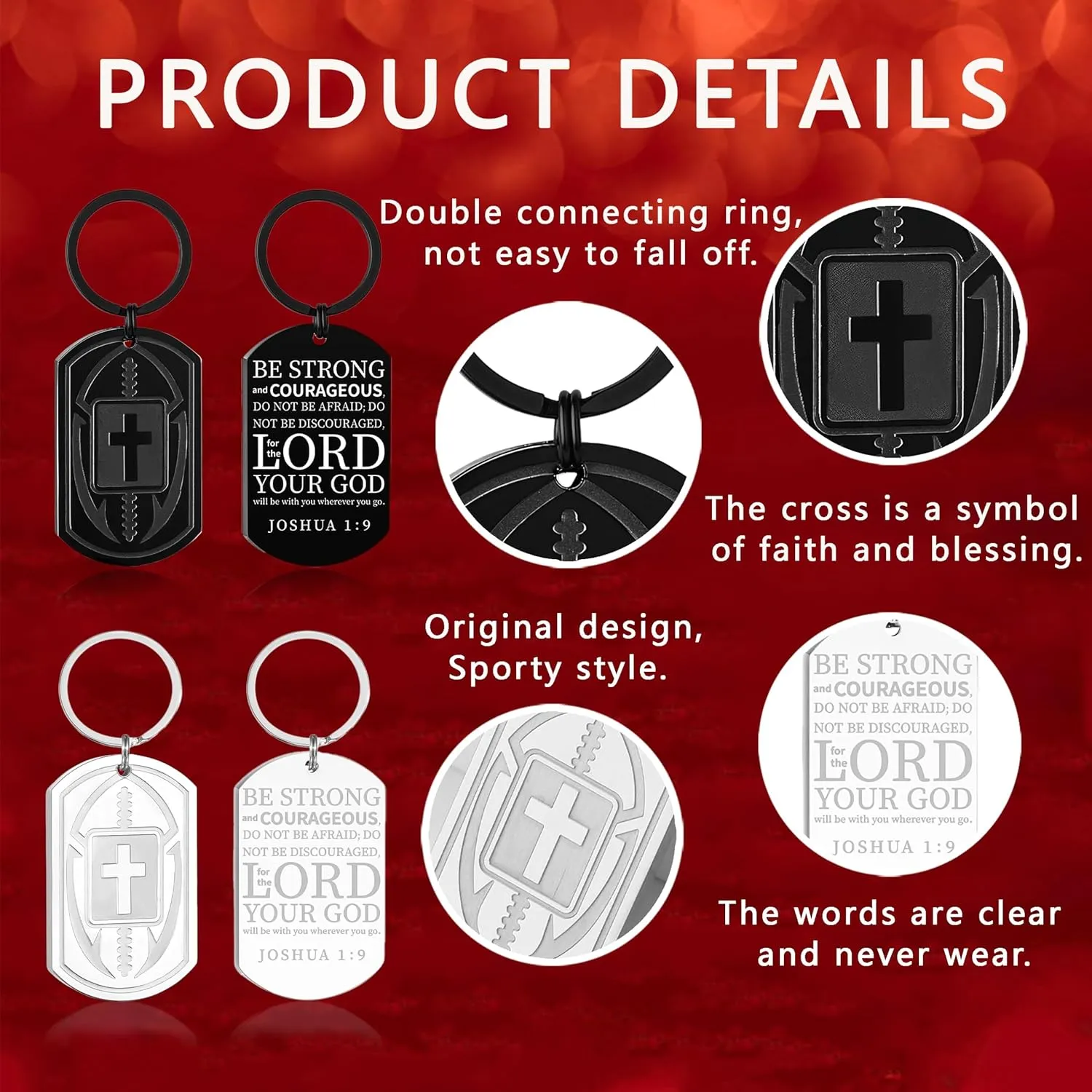Graduation Gifts-Football/Baseball/Soccer/Basketball Keychain for Men First Communion Baptism Confirmation Mens Gifts