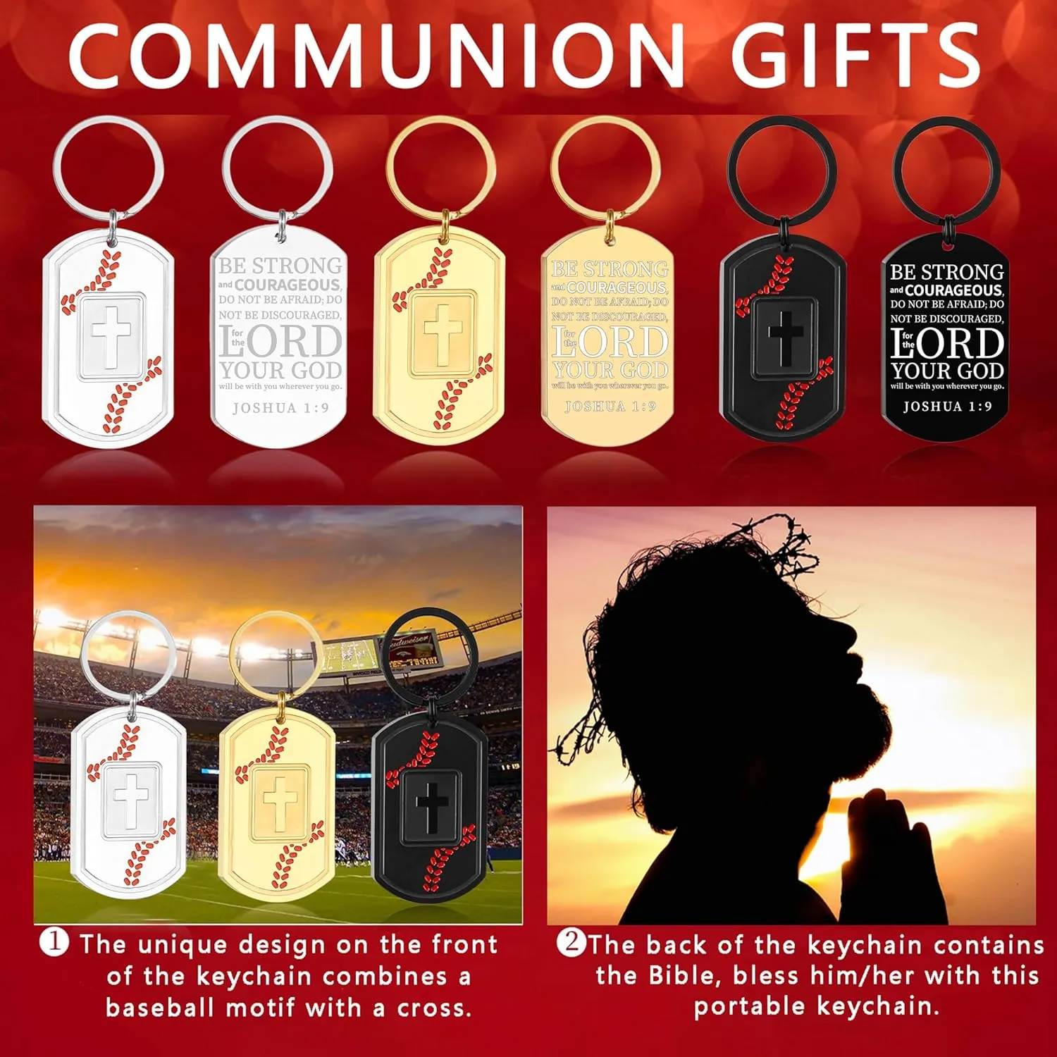 Graduation Gifts-Football/Baseball/Soccer/Basketball Keychain for Men First Communion Baptism Confirmation Mens Gifts