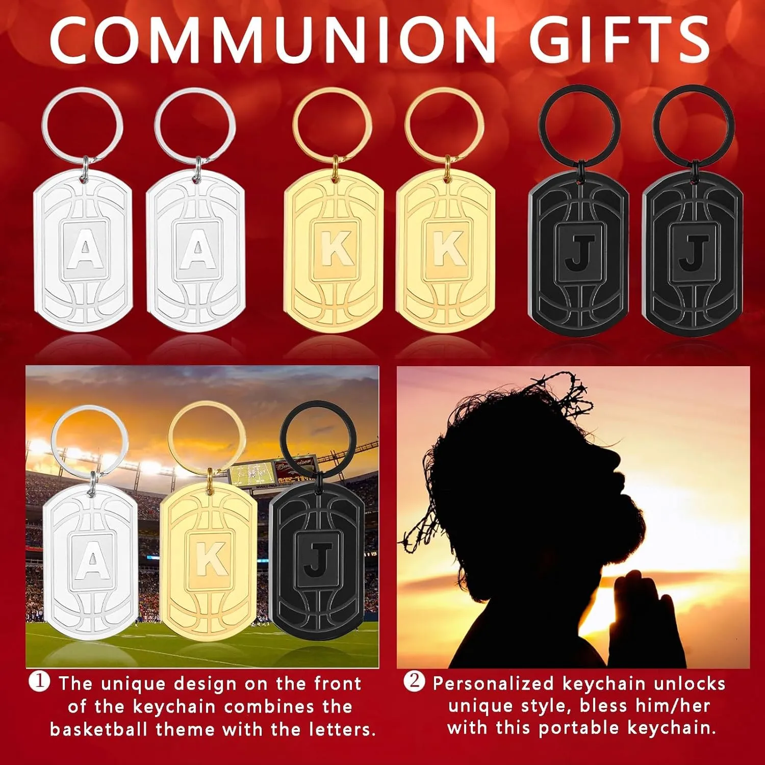 Graduation Gifts-Initial Keychain Gifts for Men,Basketball Dog Tag Mens Keychains