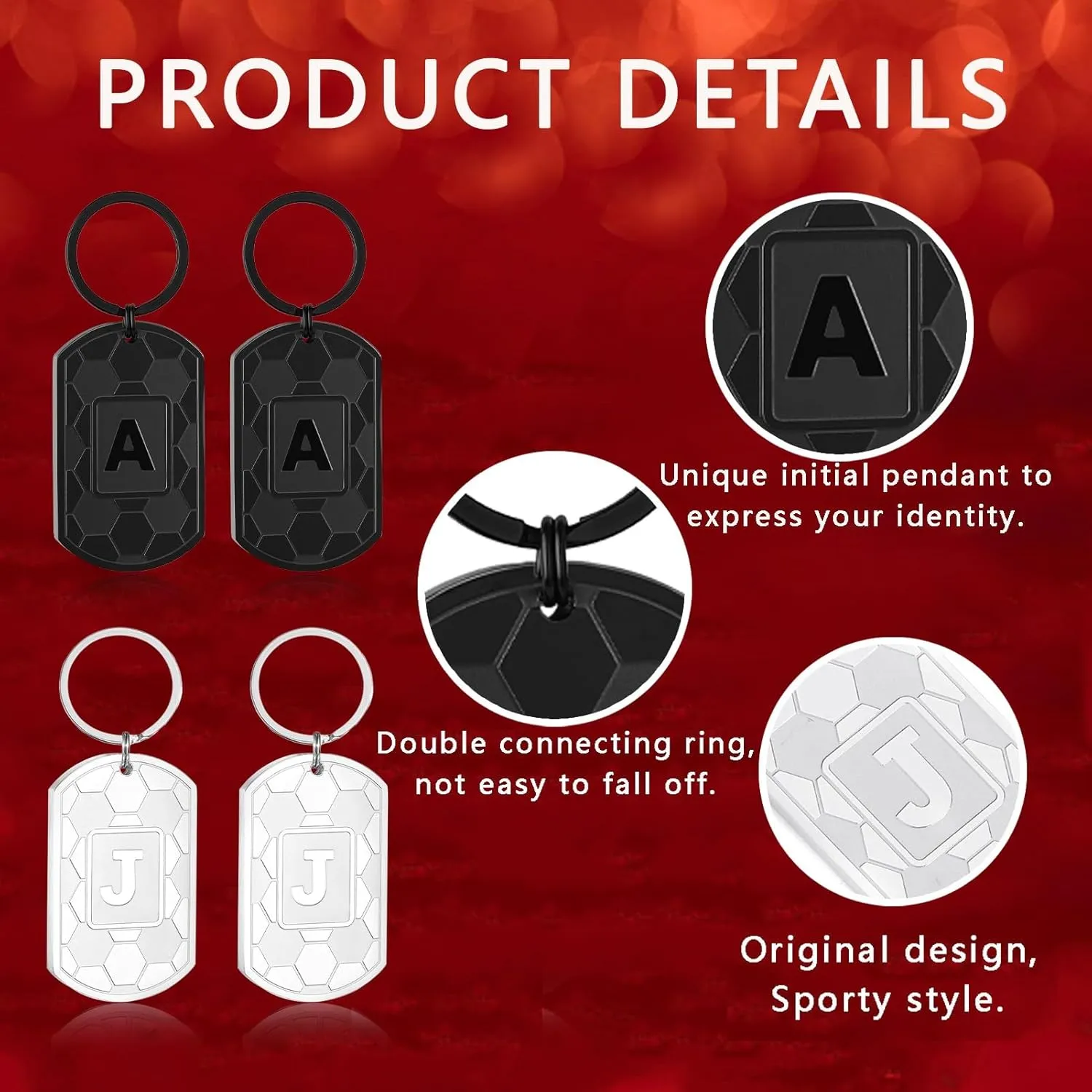 Graduation Gifts-Initial Keychain Gifts for Men,Soccer Dog Tag Mens Keychains