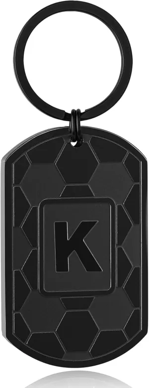 Graduation Gifts-Initial Keychain Gifts for Men,Soccer Dog Tag Mens Keychains