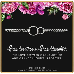 Granddaughter Gifts from Grandma  Jewelry for Grandmother Granddaughter Gifts  Sterling Silver Interlocking Connected Eternity Circles Bracelet  Handmade Bracelet for Women Girls