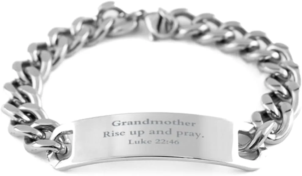 Grandmother Stainless Steel Bracelet Engraved Prayer Luke 22:46 Inspirational Gifts for Birthday and Christmas