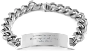 Grandmother Stainless Steel Bracelet Engraved Prayer Luke 22:46 Inspirational Gifts for Birthday and Christmas