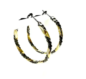 Gunmetal and Gold Hoops