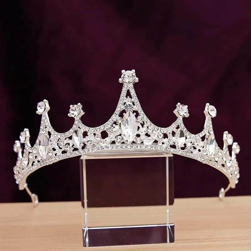 Hair Jewelry Crown Tiaras for Women Luxury Crystal Crown for Women Wedding Accessories Bride Queen Tiaras and Crowns Bridal Hair Accessories Mariage Tiara Crown,Imitation Rhodium Plated