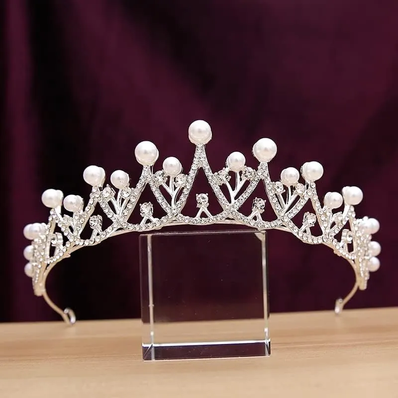 Hair Jewelry Crown Tiaras for Women Luxury Crystal Crown for Women Wedding Accessories Bride Queen Tiaras and Crowns Bridal Hair Accessories Mariage Tiara Crown,Imitation Rhodium Plated