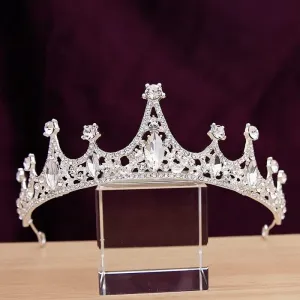 Hair Jewelry Crown Tiaras for Women Luxury Crystal Crown for Women Wedding Accessories Bride Queen Tiaras and Crowns Bridal Hair Accessories Mariage Tiara Crown,Imitation Rhodium Plated