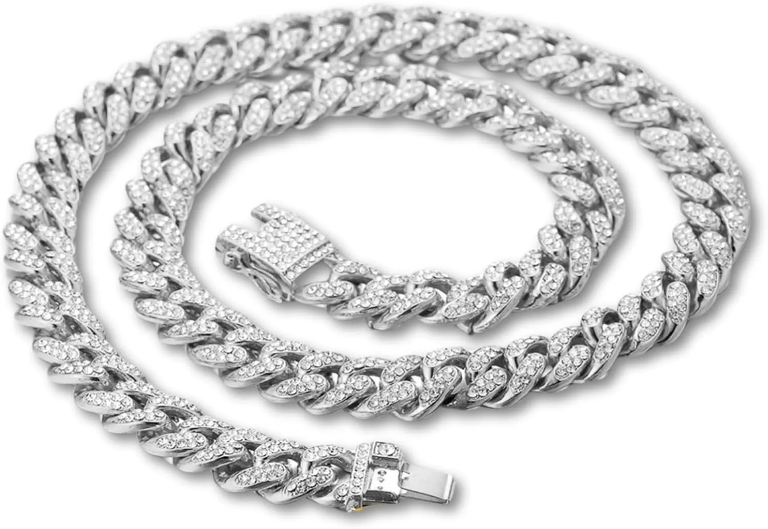 Halukakah Baby Toddler Cuban Link Chain - TYCOON JUNIOR - Kid's 18k Real Gold/Platinum White Gold Plated Chain Necklace Small Size,Lab Diamonds Prong Set,Fits Ages 6  Y/O. with Giftbox
