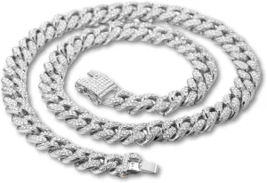 Halukakah Baby Toddler Cuban Link Chain - TYCOON JUNIOR - Kid's 18k Real Gold/Platinum White Gold Plated Chain Necklace Small Size,Lab Diamonds Prong Set,Fits Ages 6  Y/O. with Giftbox