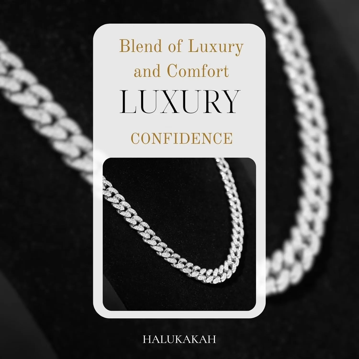 Halukakah Baby Toddler Cuban Link Chain - TYCOON JUNIOR - Kid's 18k Real Gold/Platinum White Gold Plated Chain Necklace Small Size,Lab Diamonds Prong Set,Fits Ages 6  Y/O. with Giftbox