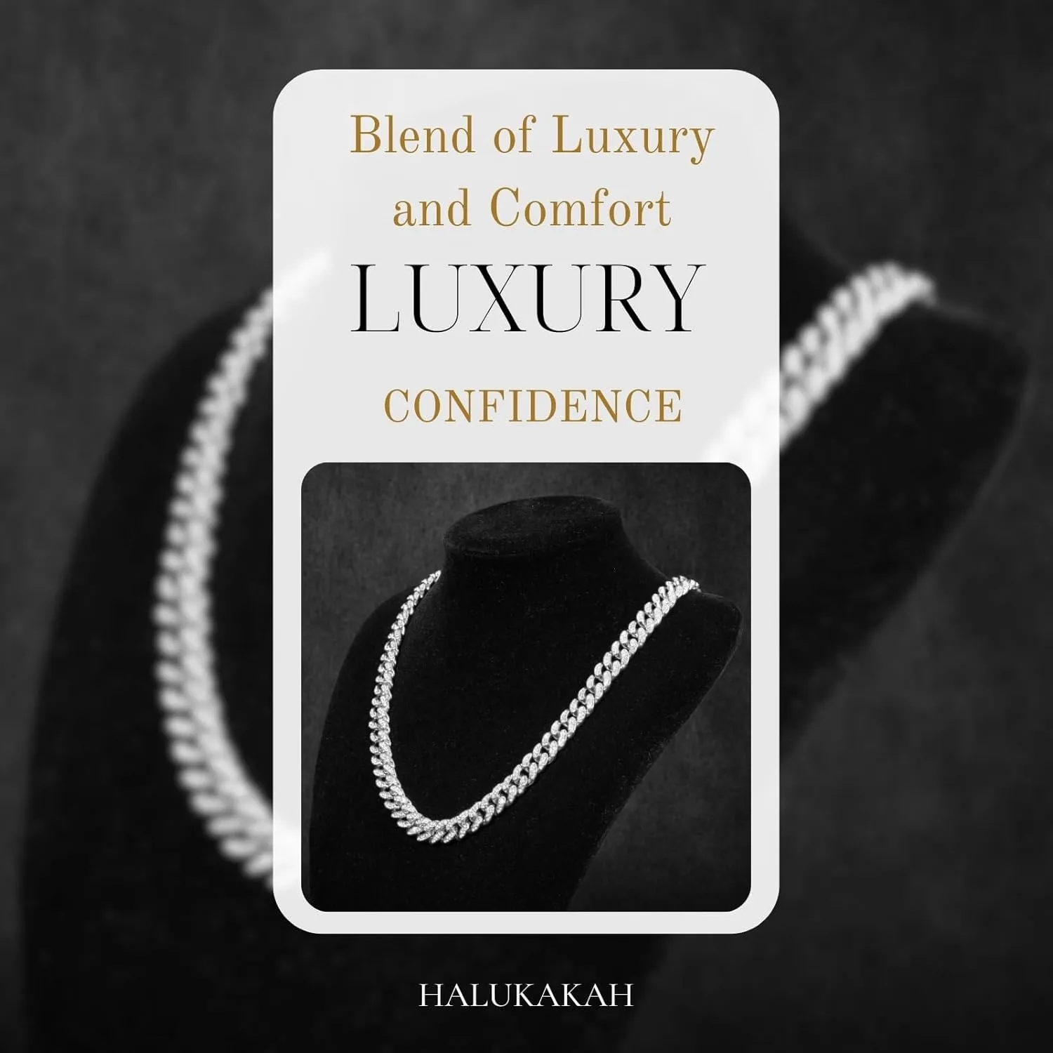 Halukakah Cuban Link Chain for Kids Boys Teenager Iced Out,Gold Chain Miami Choker Necklace Bracelet in 18k Real Gold/Platinum White Gold Plated,Hand Set Lab Diamonds,Fits Ages 8-16 Y/O. with Giftbox