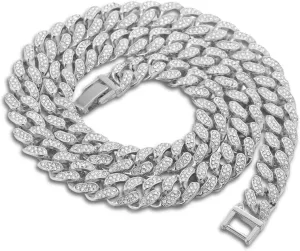 Halukakah Cuban Link Chain for Kids Boys Teenager Iced Out,Gold Chain Miami Choker Necklace Bracelet in 18k Real Gold/Platinum White Gold Plated,Hand Set Lab Diamonds,Fits Ages 8-16 Y/O. with Giftbox