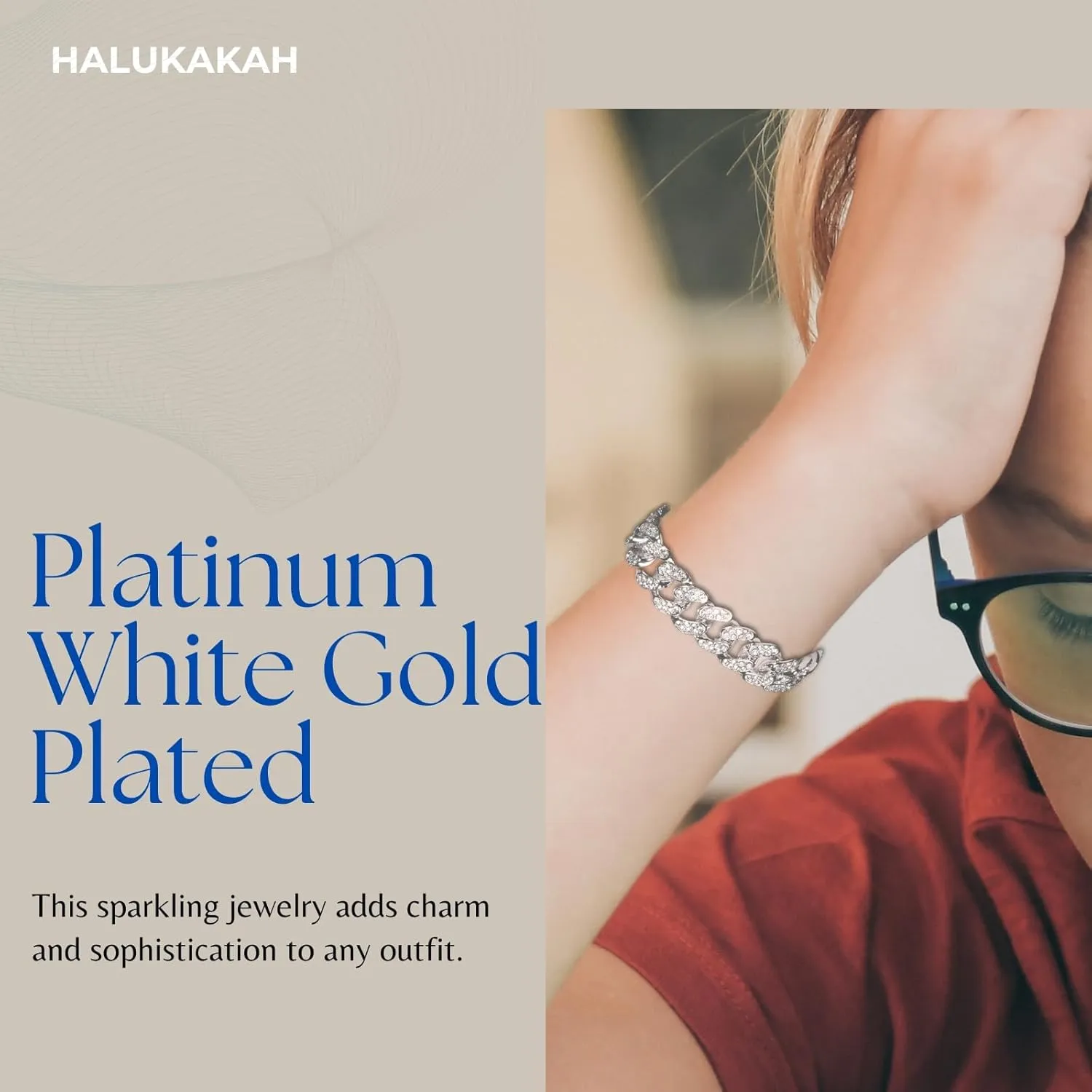 Halukakah Cuban Link Chain for Kids Boys Teenager Iced Out,Gold Chain Miami Choker Necklace Bracelet in 18k Real Gold/Platinum White Gold Plated,Hand Set Lab Diamonds,Fits Ages 8-16 Y/O. with Giftbox