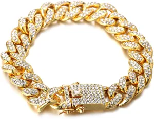 Halukakah Gold Plated Chains for Boys - TYCOON JUNIOR - Kid's 14MM Platinum Plated Cuban Link Chain Necklace Bracelet,Lab Diamonds Prong Set,Fits Ages 8-16 Y/O. with Giftbox