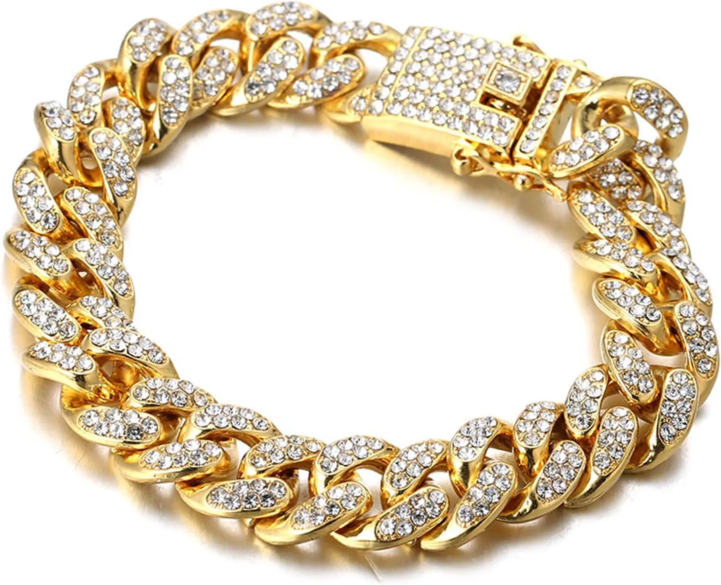 Halukakah Gold Plated Chains for Boys - TYCOON JUNIOR - Kid's 14MM Platinum Plated Cuban Link Chain Necklace Bracelet,Lab Diamonds Prong Set,Fits Ages 8-16 Y/O. with Giftbox