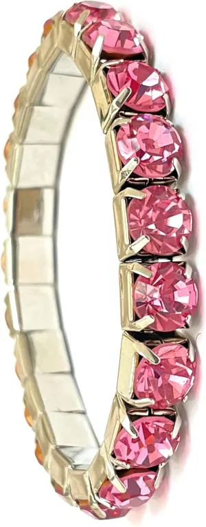HANDMADE 8mm Pink Tennis Bracelet Silver Rhodium Plating Pink Topaz Silver Jewelry Bracelet Graduation gift for her TimelessElegance 21 Austrian Crystal Topaz Gemstones Graduation gift for her