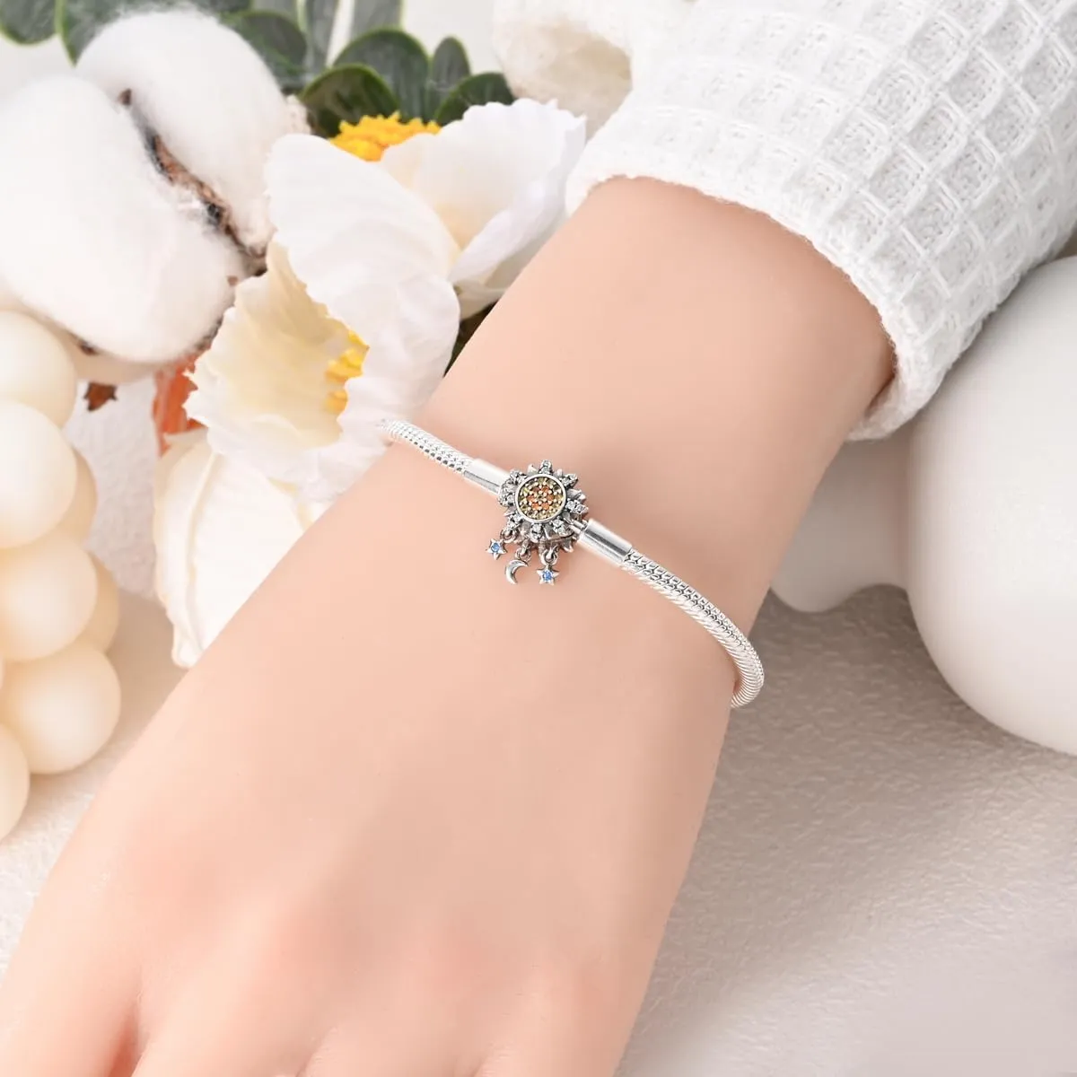 Hapour 925 Sterling Silver Charms Bracelet for Women Butterfly Friend Heart Moon and Star Snake Chain Charm Bracelet with 5A Cubic Zirconia