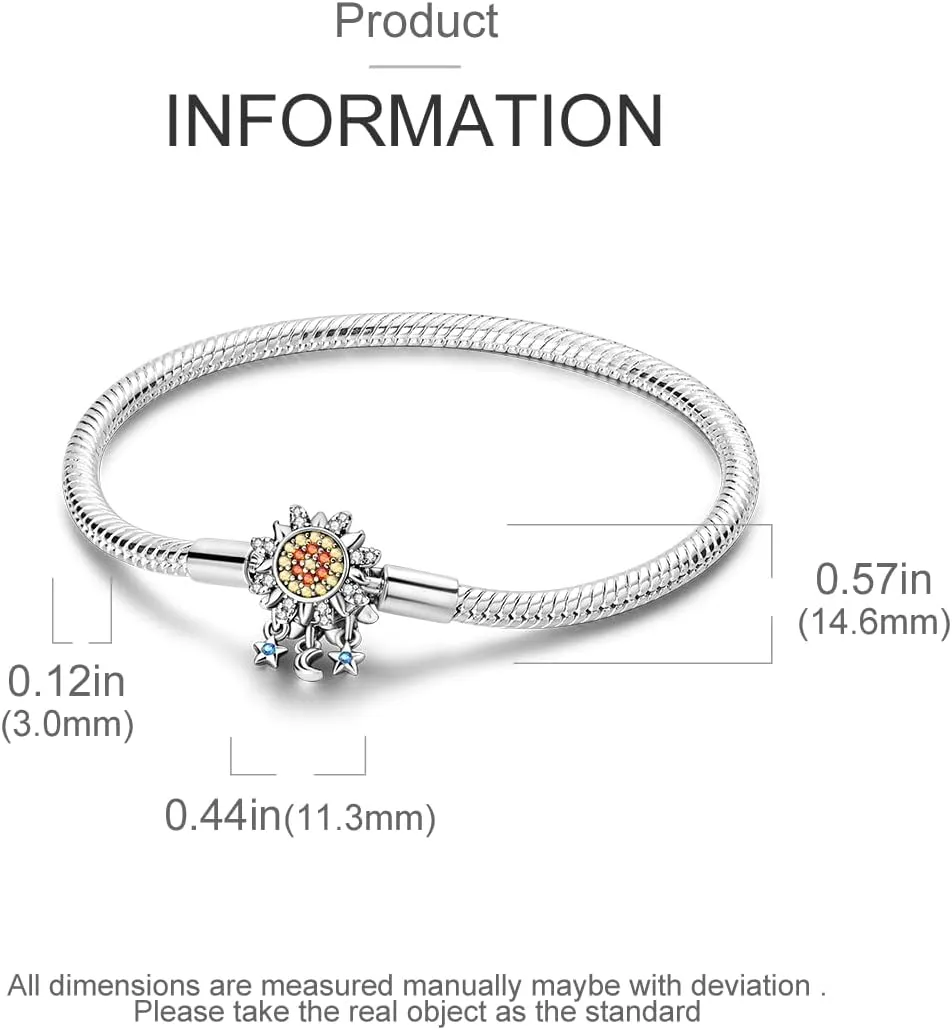 Hapour 925 Sterling Silver Charms Bracelet for Women Butterfly Friend Heart Moon and Star Snake Chain Charm Bracelet with 5A Cubic Zirconia