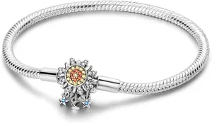 Hapour 925 Sterling Silver Charms Bracelet for Women Butterfly Friend Heart Moon and Star Snake Chain Charm Bracelet with 5A Cubic Zirconia