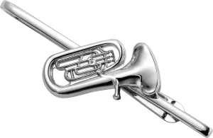 HAWSON 2 Inch Men's Brass Euphonium Tie Clip Silver Tie Bar for Wedding, Concerts, Formal Events Orchestra-Inspired Groomsmen Accessories & Gifts