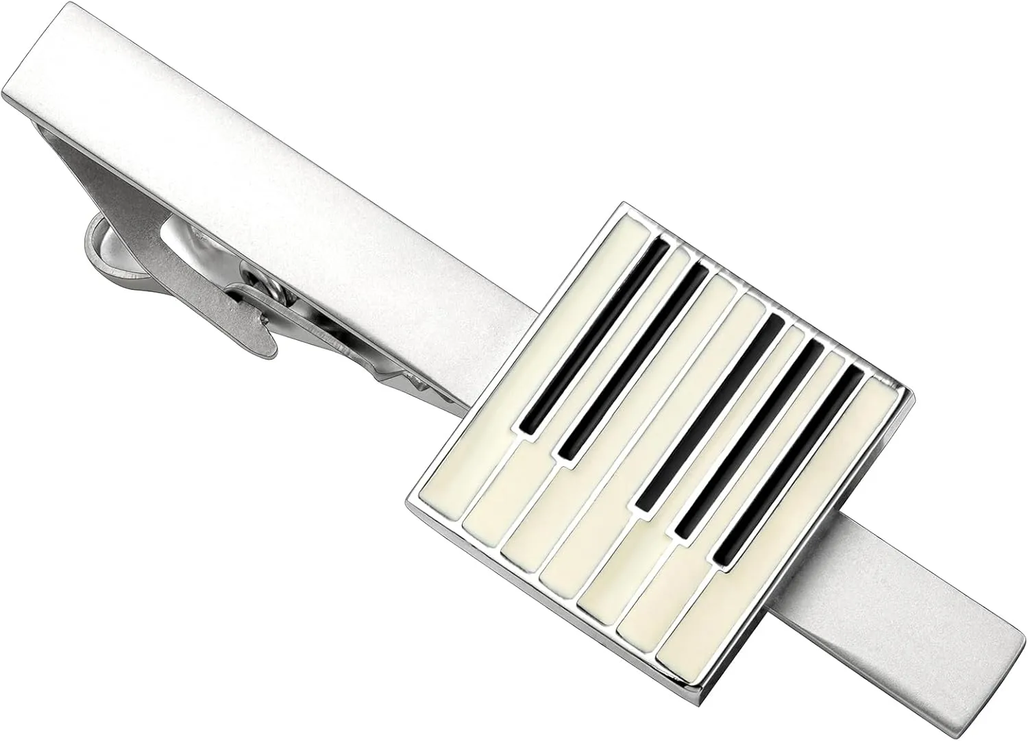HAWSON 2.2 Inch Men's Piano Key Design Tie Clip Silver Tie Bar for Wedding, Concert, Formal Events Music-Themed Groomsmen Accessories & Gifts