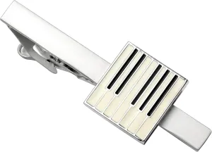 HAWSON 2.2 Inch Men's Piano Key Design Tie Clip Silver Tie Bar for Wedding, Concert, Formal Events Music-Themed Groomsmen Accessories & Gifts