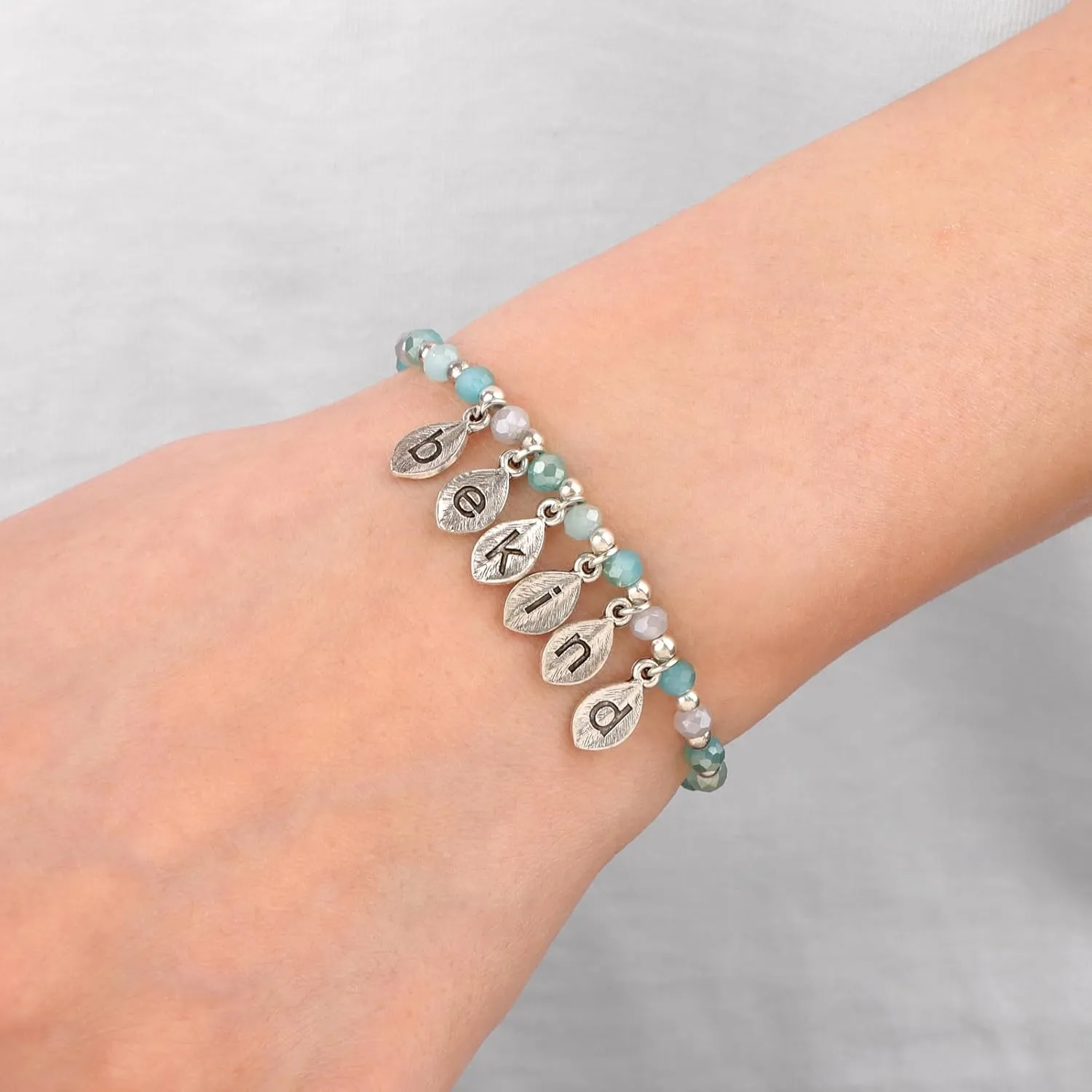 Healing Inspirational Bracelets with Letter Beads 4mm Glass Beaded Inspire Love Bracelet Friendship Gifts Women Bracelet Jewelry