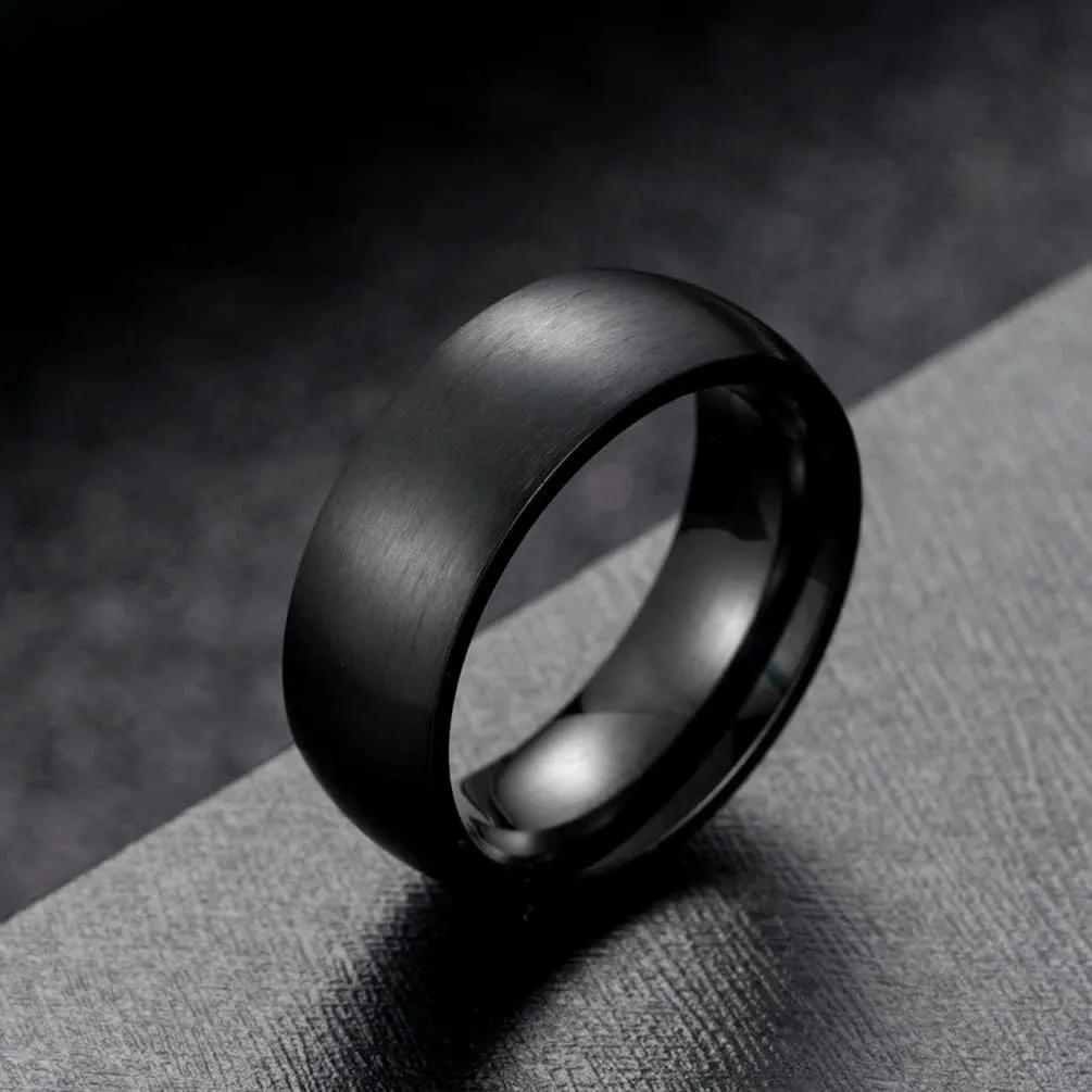 Hebrew Arc Ring Blue Stainless Steel Promise Band Comfort Fit Laser Etched Custom Classic Simplicity Ring for Party Birthday Ideal 8mm Rings Jewelry Gifts, Size 7 to 12