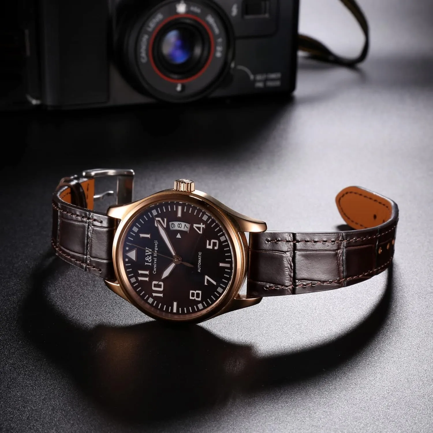 Hemsut Alligator Grain Leather Watch Band, Quick Release Genuine Leather Watch Strap 18mm,19mm, 20mm, 21mm 22mm for Men and Women