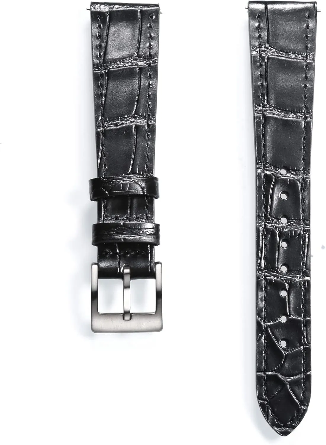 Hemsut Alligator Grain Leather Watch Band, Quick Release Genuine Leather Watch Strap 18mm,19mm, 20mm, 21mm 22mm for Men and Women
