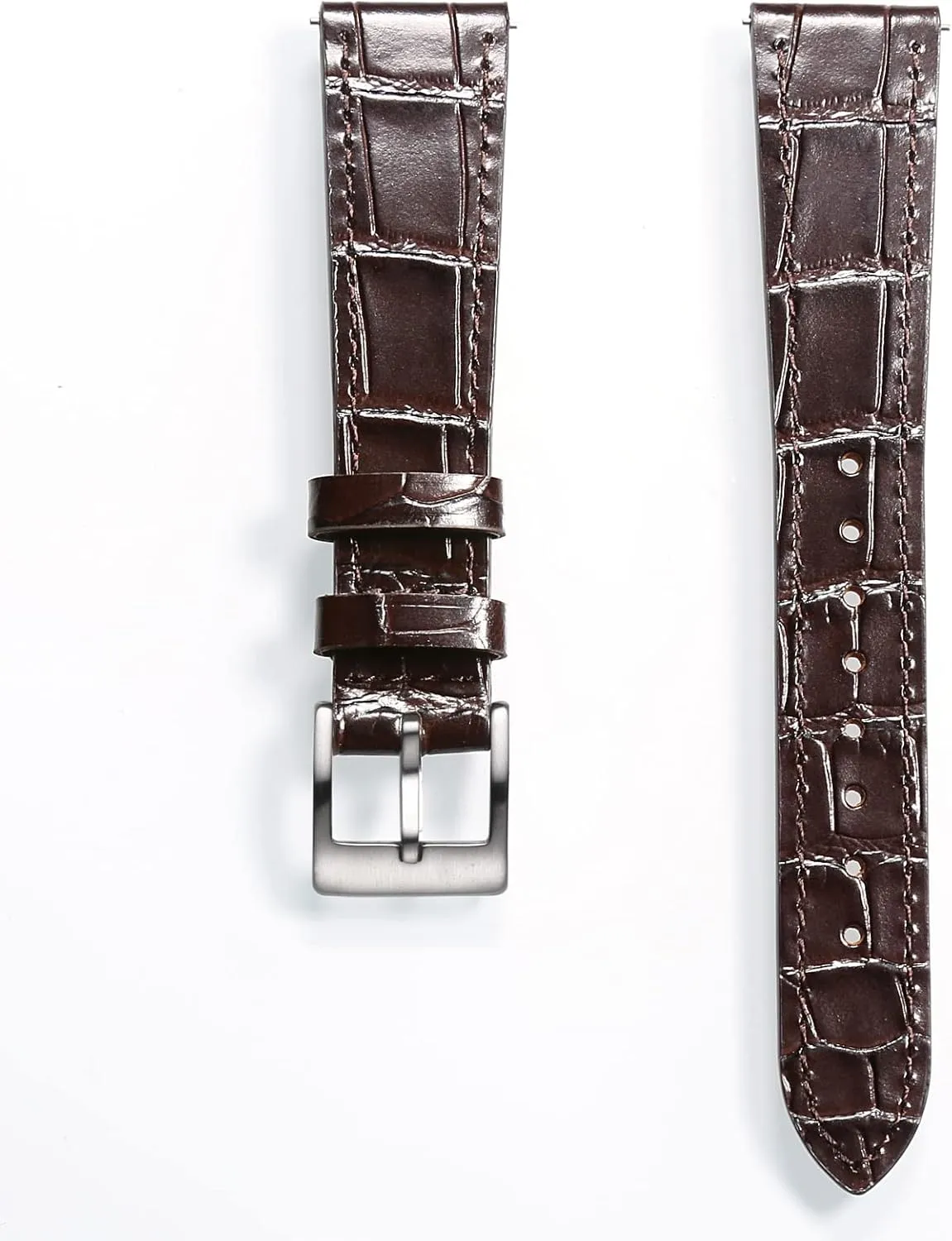 Hemsut Alligator Grain Leather Watch Band, Quick Release Genuine Leather Watch Strap 18mm,19mm, 20mm, 21mm 22mm for Men and Women